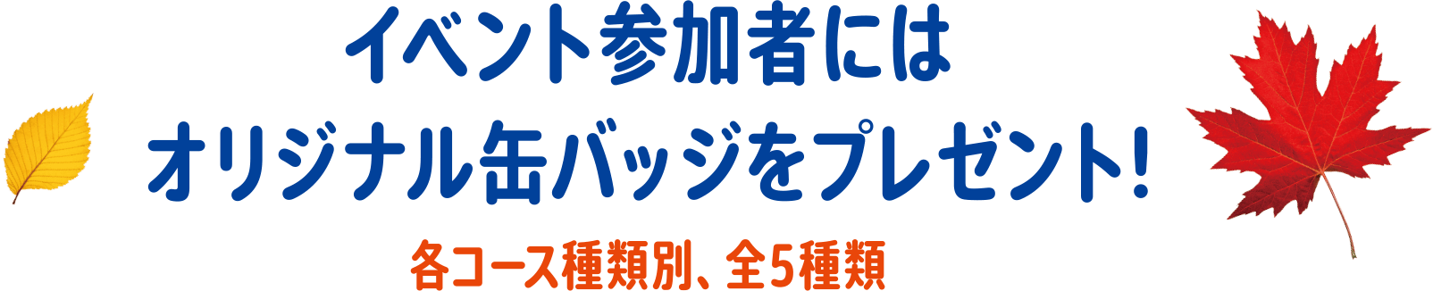 イベント参加者にはオリジナル缶バッジをプレゼント！各コース種類別、全5種類